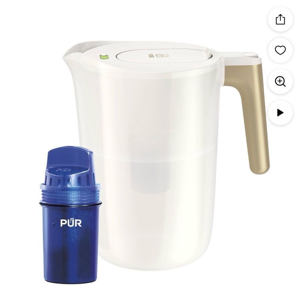 Beautiful x PUR White Pitcher and Gold Handle 12 cup w/ 3 PUR filters